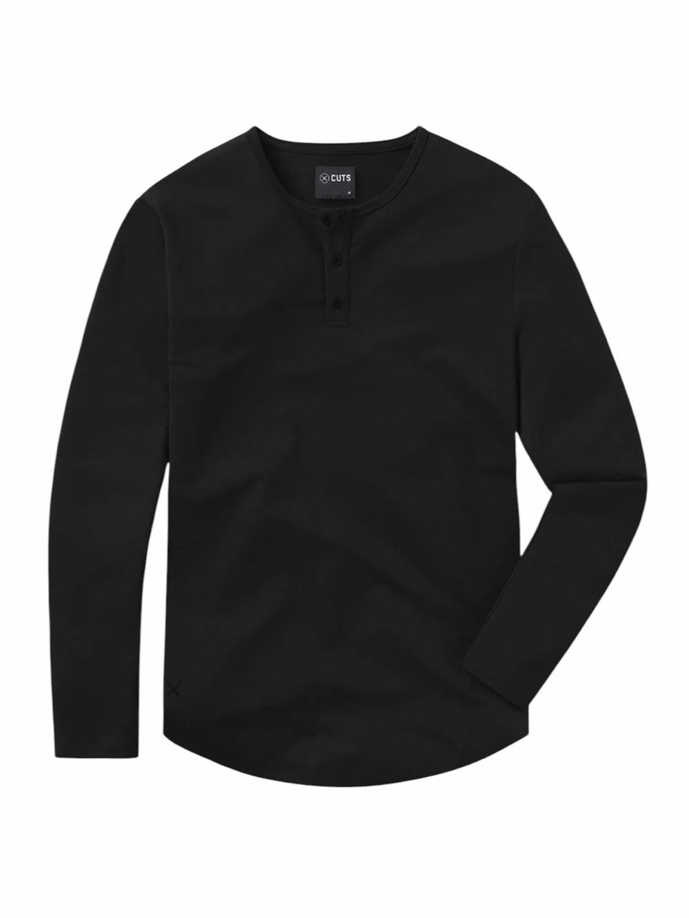 CUTS Men's Black Long-Sleeve Henley Shirt Large